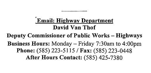 Highway dept supervisor contact info